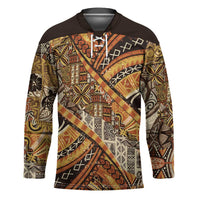 Hawaiian Style Tapa Hockey Jersey Vintage Seamless Pattern LT9 Unisex Red - Polynesian Pride