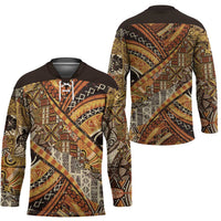 Hawaiian Style Tapa Hockey Jersey Vintage Seamless Pattern LT9 - Polynesian Pride