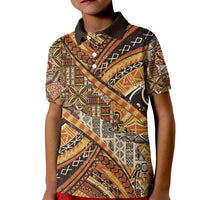 Hawaiian Style Tapa Kid Polo Shirt Vintage Seamless Pattern - Polynesian Pride