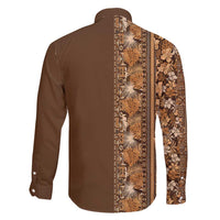 Hawaiian Tribal Elements Hibiscus Family Matching Off Shoulder Short Dress and Hawaiian Shirt Gold Pattern LT9 - Polynesian Pride