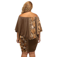 Hawaiian Tribal Elements Hibiscus Family Matching Off Shoulder Short Dress and Hawaiian Shirt Gold Pattern LT9 - Polynesian Pride
