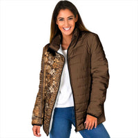 Hawaiian Tribal Elements Hibiscus Padded Jacket Gold Pattern LT9 Women Gold - Polynesian Pride