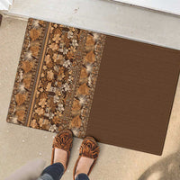 Hawaiian Tribal Elements Hibiscus Rubber Doormat Gold Pattern - Polynesian Pride