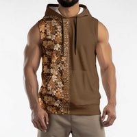 Hawaiian Tribal Elements Hibiscus Sleeveless Hoodie Gold Pattern LT9 - Polynesian Pride