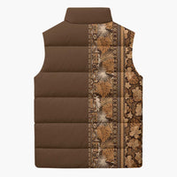 Hawaiian Tribal Elements Hibiscus Sleeveless Puffer Jacket Gold Pattern LT9 - Polynesian Pride