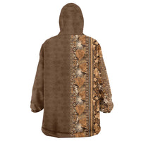 Hawaiian Tribal Elements Hibiscus Wearable Blanket Hoodie Gold Pattern - Polynesian Pride