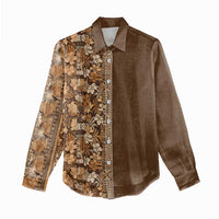 Hawaiian Tribal Elements Hibiscus Women Casual Shirt Gold Pattern - Polynesian Pride