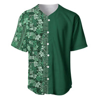 Hawaiian Tribal Elements Hibiscus Baseball Jersey Green Pattern LT9 Green - Polynesian Pride
