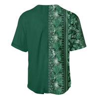 Hawaiian Tribal Elements Hibiscus Baseball Jersey Green Pattern LT9 - Polynesian Pride