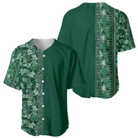 Hawaiian Tribal Elements Hibiscus Baseball Jersey Green Pattern LT9 - Polynesian Pride