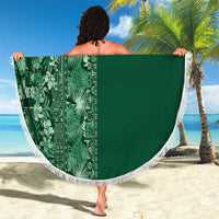 Hawaiian Tribal Elements Hibiscus Beach Blanket Green Pattern - Polynesian Pride