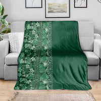 Hawaiian Tribal Elements Hibiscus Blanket Green Pattern - Polynesian Pride