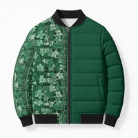 Hawaiian Tribal Elements Hibiscus Bomber Puffer Jacket Green Pattern LT9 Unisex Green - Polynesian Pride