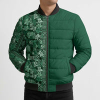 Hawaiian Tribal Elements Hibiscus Bomber Puffer Jacket Green Pattern LT9 - Polynesian Pride