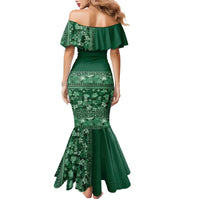Hawaiian Tribal Elements Hibiscus Family Matching Mermaid Dress and Hawaiian Shirt Green Pattern - Polynesian Pride