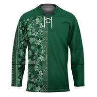 Hawaiian Tribal Elements Hibiscus Hockey Jersey Green Pattern LT9 Unisex Green - Polynesian Pride
