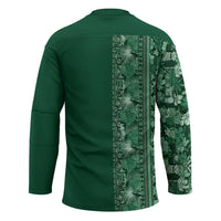 Hawaiian Tribal Elements Hibiscus Hockey Jersey Green Pattern LT9 - Polynesian Pride
