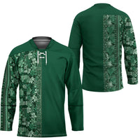 Hawaiian Tribal Elements Hibiscus Hockey Jersey Green Pattern LT9 - Polynesian Pride