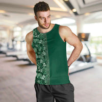 Hawaiian Tribal Elements Hibiscus Men Tank Top Green Pattern - Polynesian Pride