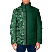 Hawaiian Tribal Elements Hibiscus Padded Jacket Green Pattern LT9 Men Green - Polynesian Pride