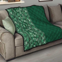 Hawaiian Tribal Elements Hibiscus Quilt Green Pattern - Polynesian Pride