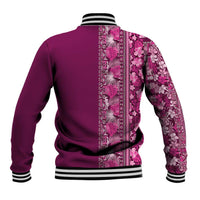 Hawaiian Tribal Elements Hibiscus Baseball Jacket Pink Pattern - Polynesian Pride