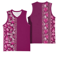 Hawaiian Tribal Elements Hibiscus Basketball Jersey Pink Pattern LT9 - Polynesian Pride