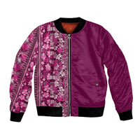 Hawaiian Tribal Elements Hibiscus Bomber Jacket Pink Pattern - Polynesian Pride