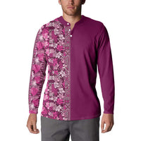 Hawaiian Tribal Elements Hibiscus Button Sweatshirt Pink Pattern - Polynesian Pride