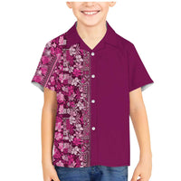 Hawaiian Tribal Elements Hibiscus Family Matching Mermaid Dress and Hawaiian Shirt Pink Pattern - Polynesian Pride