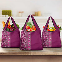 Hawaiian Tribal Elements Hibiscus Grocery Bag Pink Pattern LT9 3-pack One Size Pink - Polynesian Pride