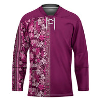 Hawaiian Tribal Elements Hibiscus Hockey Jersey Pink Pattern LT9 Unisex Pink - Polynesian Pride