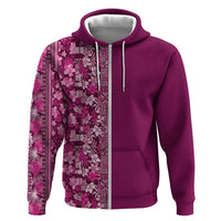 Hawaiian Tribal Elements Hibiscus Hoodie Pink Pattern - Polynesian Pride