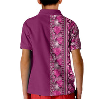 Hawaiian Tribal Elements Hibiscus Kid Polo Shirt Pink Pattern - Polynesian Pride