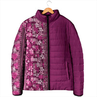 Hawaiian Tribal Elements Hibiscus Padded Jacket Pink Pattern LT9 - Polynesian Pride