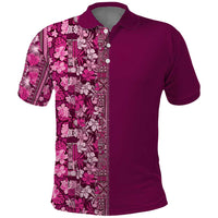 Hawaiian Tribal Elements Hibiscus Polo Shirt Pink Pattern - Polynesian Pride