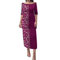 Hawaiian Tribal Elements Hibiscus Puletasi Pink Pattern - Polynesian Pride