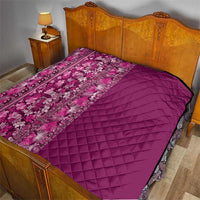 Hawaiian Tribal Elements Hibiscus Quilt Pink Pattern - Polynesian Pride