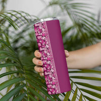 Hawaiian Tribal Elements Hibiscus Skinny Tumbler Pink Pattern - Polynesian Pride