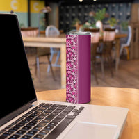 Hawaiian Tribal Elements Hibiscus Skinny Tumbler Pink Pattern - Polynesian Pride