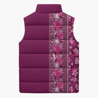 Hawaiian Tribal Elements Hibiscus Sleeveless Puffer Jacket Pink Pattern LT9 - Polynesian Pride