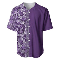 Hawaiian Tribal Elements Hibiscus Baseball Jersey Purple Pattern LT9 Purple - Polynesian Pride