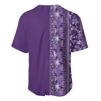 Hawaiian Tribal Elements Hibiscus Baseball Jersey Purple Pattern LT9 - Polynesian Pride
