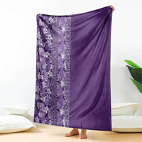 Hawaiian Tribal Elements Hibiscus Blanket Purple Pattern - Polynesian Pride