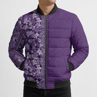 Hawaiian Tribal Elements Hibiscus Bomber Puffer Jacket Purple Pattern LT9 - Polynesian Pride