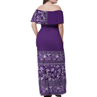 Hawaiian Tribal Elements Hibiscus Family Matching Off Shoulder Maxi Dress and Hawaiian Shirt Purple Pattern - Polynesian Pride