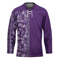 Hawaiian Tribal Elements Hibiscus Hockey Jersey Purple Pattern - Polynesian Pride