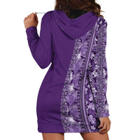 Hawaiian Tribal Elements Hibiscus Hoodie Dress Purple Pattern - Polynesian Pride