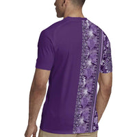 Hawaiian Tribal Elements Hibiscus Rugby Jersey Purple Pattern - Polynesian Pride