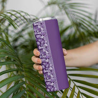 Hawaiian Tribal Elements Hibiscus Skinny Tumbler Purple Pattern - Polynesian Pride